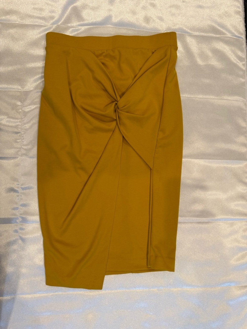Dynamite Mustard Twist-Front Pencil Skirt